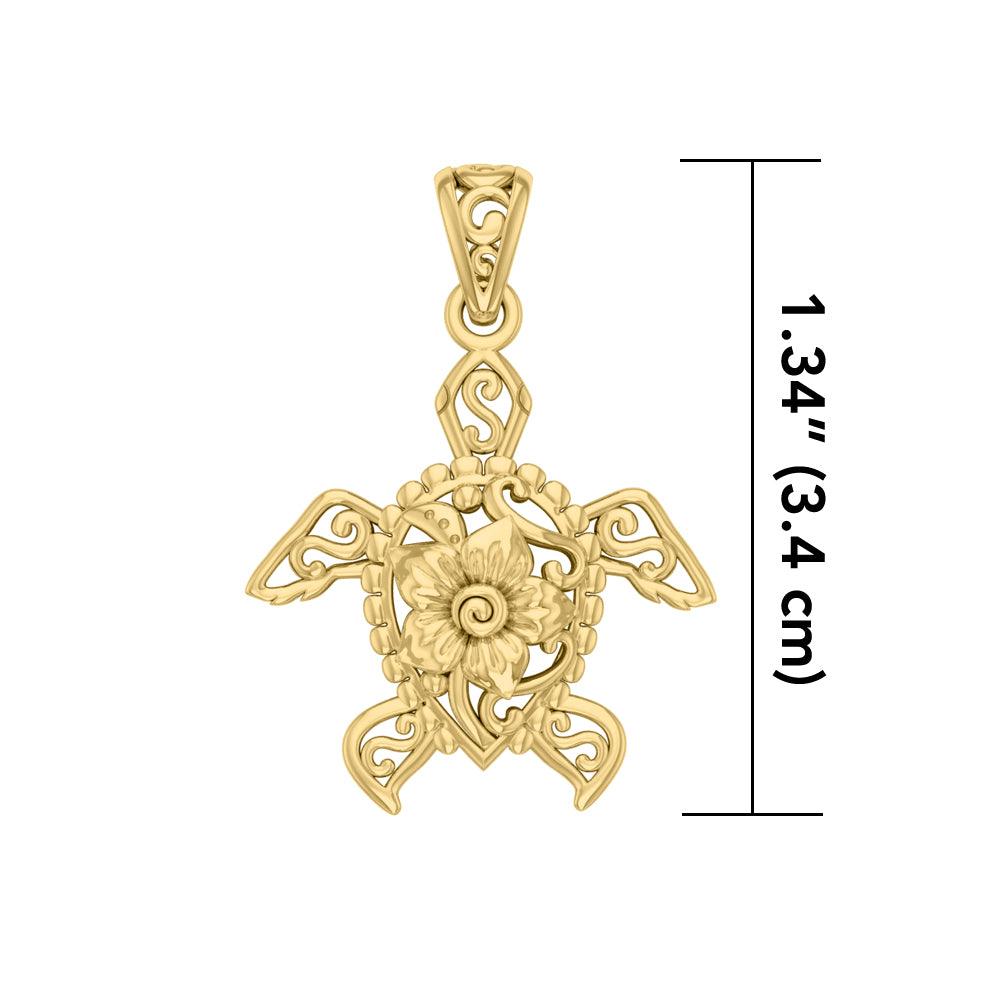 Sea Turtle Filigree Flower Pendant in 14k Gold GPD5139