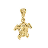 Sea Turtle Filigree Flower Pendant in 14k Gold GPD5139 - DiveSilver Jewelry