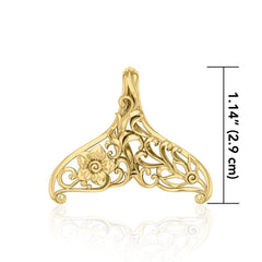 Whale Tail Filigree Pendant in 14k Gold GPD5145 - DiveSilver Jewelry