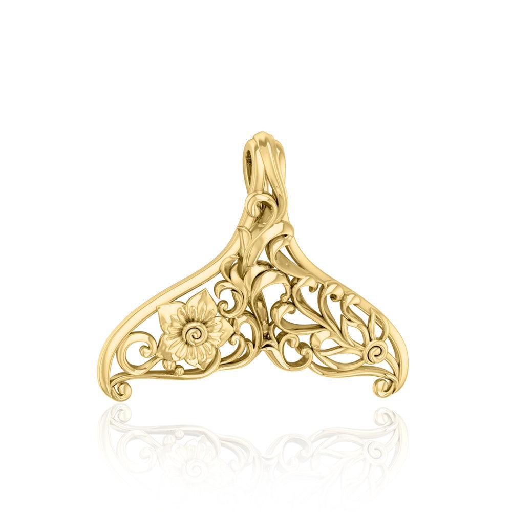 Whale Tail Filigree Pendant in 14k Gold GPD5145 - DiveSilver Jewelry