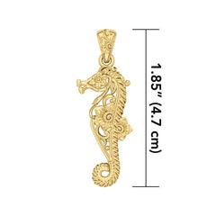 Seahorse Filigree Pendant in 14k Gold GPD5147 - DiveSilver Jewelry