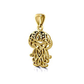 Celtic Inspired Jellyfish 14 K Solid Gold Pendant GPD5208 - DiveSilver Jewelry