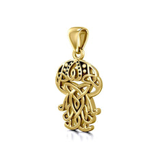Celtic Inspired Jellyfish 14 K Solid Gold Pendant GPD5208 - DiveSilver Jewelry
