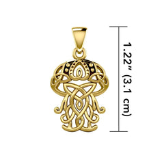 Celtic Inspired Jellyfish 14 K Solid Gold Pendant GPD5208 - DiveSilver Jewelry