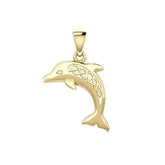 Large Celtic Joyful Dolphin Solid Gold Pendant GPD5698 - DiveSilver Jewelry