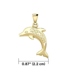 Large Celtic Joyful Dolphin Solid Gold Pendant GPD5698 - DiveSilver Jewelry