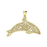 Celtic Filigree Dolphin Solid Yellow Gold Pendant GPD5699 - DiveSilver Jewelry