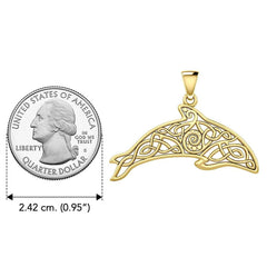 Celtic Filigree Dolphin Solid Yellow Gold Pendant GPD5699 - DiveSilver Jewelry