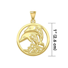 Celtic Jumping Dolphins Solid Gold Pendant GPD5700 - DiveSilver Jewelry