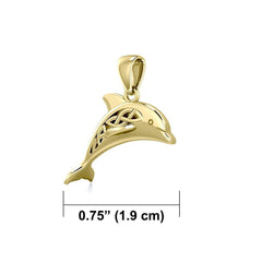 Celtic Jumping Dolphin Solid Gold Pendant GPD5702 - DiveSilver Jewelry