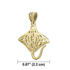 Grant the positive energy Solid Gold Celtic Manta Ray Pendant GPD5703 - DiveSilver Jewelry