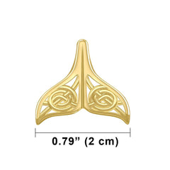 Celtic Spiral Whale Tail Solid Gold Pendant - DiveSilver Jewelry
