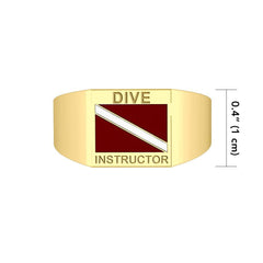 Dive Instructor Solid Gold Ring GRI087 - DiveSilver Jewelry