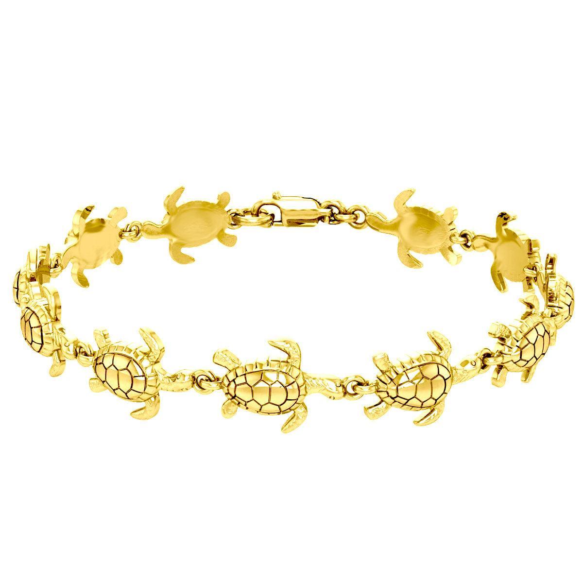 Turtle Link 14K Solid Gold Link Bracelet GTBG001 - DiveSilver Jewelry