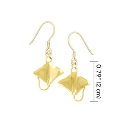 Manta Ray Sterling Solid Gold Hook Earring GTE963 - DiveSilver Jewelry
