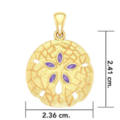 Sand Dollar 14K Solid Gold Pendant with Gemstone - DiveSilver Jewelry