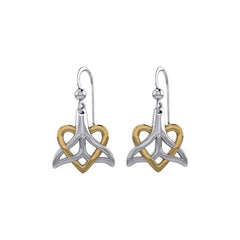 Whale Tail And Heart Silver With 14K Gold Accent Earrings MER2164 - DiveSilver Jewelry