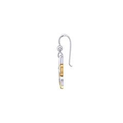 Whale Tail And Heart Silver With 14K Gold Accent Earrings MER2164 - DiveSilver Jewelry