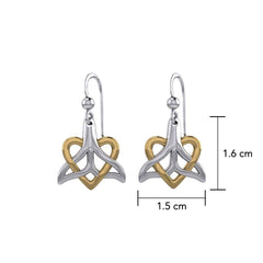 Whale Tail And Heart Silver With 14K Gold Accent Earrings MER2164 - DiveSilver Jewelry