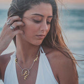 Quadruple Hammerhead Shark Sterling Silver and 14K Gold Accent Necklace MNC296 - DiveSilver Jewelry