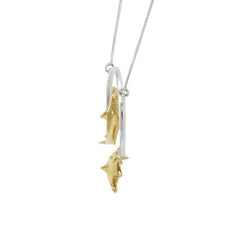 Quadruple Hammerhead Shark Sterling Silver and Gold Necklace MNC434P - Necklaces