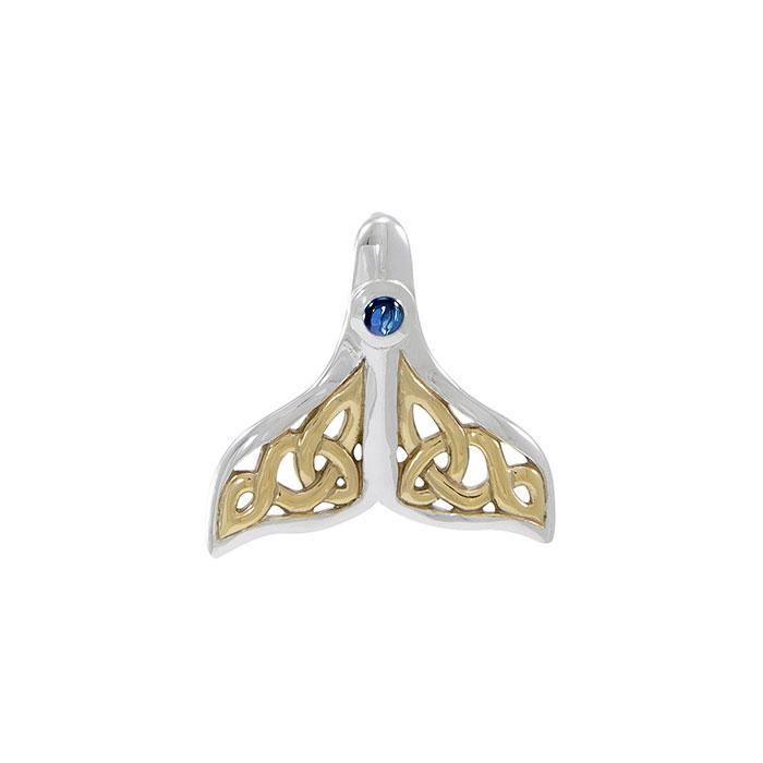 Celtic Whale Tail Gold Accent Sterling Silver Pendant MPD071 - Pendants