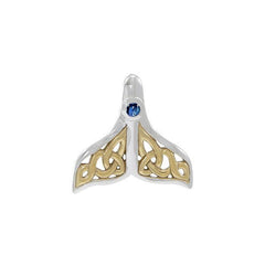 Celtic Whale Tail Gold Accent Sterling Silver Pendant MPD071 - Pendants