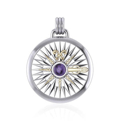 Celtic Fleur de Lis Compass Gemstone Pendant MPD075 - Pendants