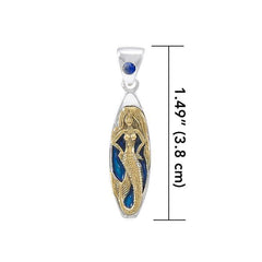 Mermaid Surfboard Gold Accent Sterling Silver Pendant MPD077 - Pendants
