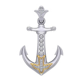 Anchor Gemstone Silver and Gold Accents Pendant - DiveSilver Jewelry