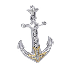Anchor Gemstone Silver and Gold Accents Pendant - DiveSilver Jewelry