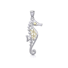 Silver and Gold Flower of Life Seahorse Pendant MPD5299 - Pendant