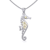 Silver and Gold Flower of Life Seahorse Pendant MPD5299 - Pendant