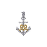 Celtic Heart With Anchor Silver With 14K Gold Accent Pendant MPD6056 - DiveSilver Jewelry