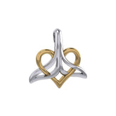 Whale Tail And Heart Silver With 14K Gold Accent Pendant MPD6057 - DiveSilver Jewelry