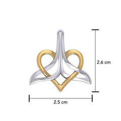 Whale Tail And Heart Silver With 14K Gold Accent Pendant MPD6057 - DiveSilver Jewelry
