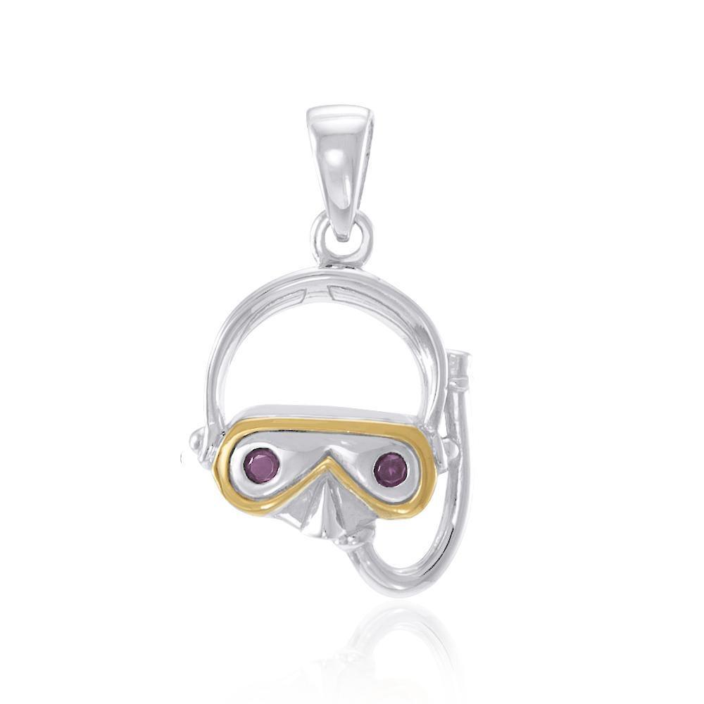 Dive Mask Sterling Silver with Gold Plated Pendant MPD694 - Pendants