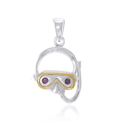 Dive Mask Sterling Silver with Gold Plated Pendant MPD694 - Pendants