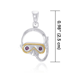 Dive Mask Sterling Silver with Gold Plated Pendant MPD694 - Pendants