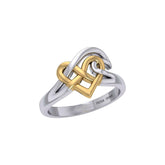 Celtic Wave Heart Silver With 14K Gold Accent Ring MRI2399 - DiveSilver Jewelry