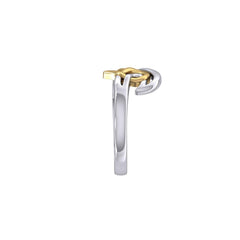Celtic Wave Heart Silver With 14K Gold Accent Ring MRI2399 - DiveSilver Jewelry