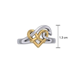 Celtic Wave Heart Silver With 14K Gold Accent Ring MRI2399 - DiveSilver Jewelry