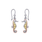 Celtic Knots Seahorse Three Tone Earrings - DiveSilver Jewelry