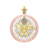 Celtic tradition in Fleur de Lis Three Tone Rose Compass Pendant OTP1118 - DiveSilver Jewelry