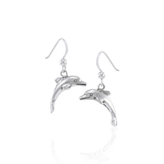 Jumping Dolphins Sterling Silver Hook Earring SE039 - Earrings