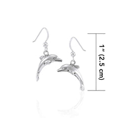 Jumping Dolphins Sterling Silver Hook Earring SE039 - Earrings