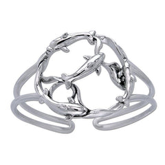 Dolphin Pod Sterling Silver cuff Bracelet TBA130 - Cuff Bracelet