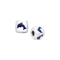 Dolphin Sterling Silver with Enamel Bead TBD033 - Beads