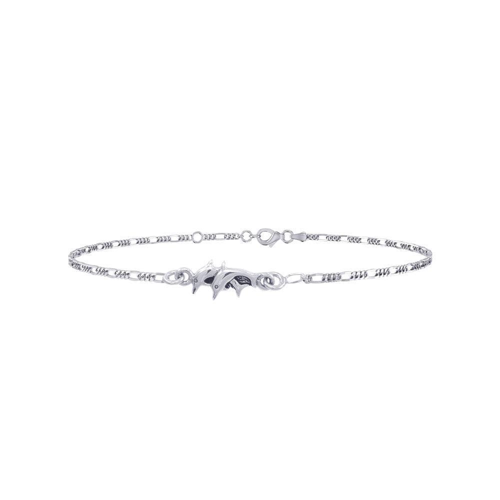 Twin Dolphins Sterling Silver Anklet TBG374 - DiveSilver Jewelry