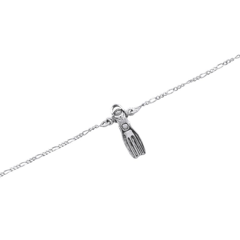Dive Swim Fin Sterling Silver Anklet TBG379 - Bracelets